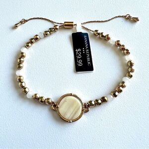 Banana Republic Gold tone‎ Beaded adjustable bracelet NWT
